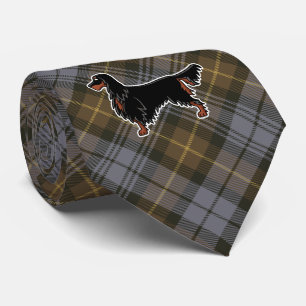 Gordon Setter über Gordon Weathered Tartan Krawatte