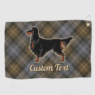 Gordon Setter über Wettergewitterter Gordon Tartan Golfhandtuch