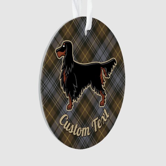 Gordon Setter über Wettergewitterter Gordon Tartan Ornament (Vorderseite)
