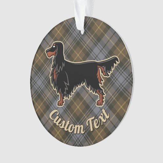 Gordon Setter über Wettergewitterter Gordon Tartan Ornament (Vorderseite)