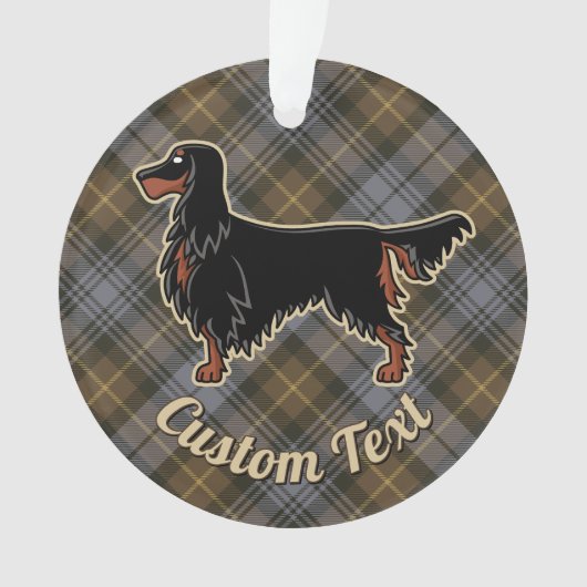 Gordon Setter über Wettergewitterter Gordon Tartan Ornament (Vorderseite)