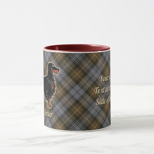 Gordon Setter über Wettergewitterter Gordon Tartan Tasse (Zentrum)