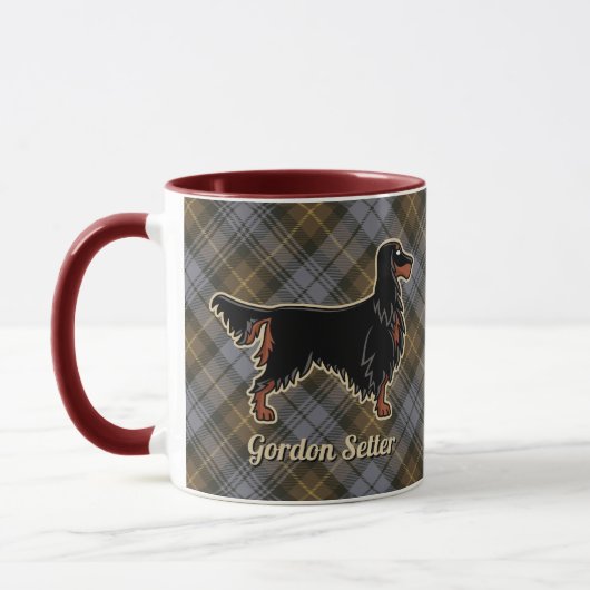 Gordon Setter über Wettergewitterter Gordon Tartan Tasse (Links)