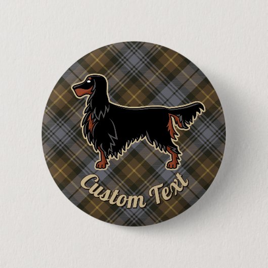 Gordon Setter über Wettergordon Tartan Button (Vorderseite)