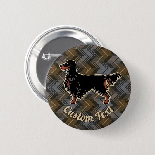 Gordon Setter über Wettergordon Tartan Button (Vorne & Hinten)