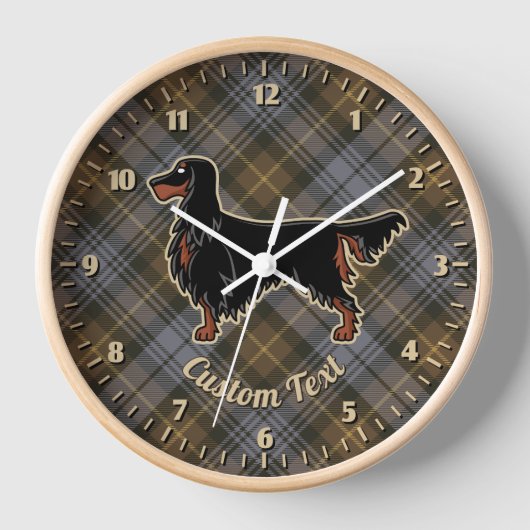 Gordon Setter über Wettergordon Tartan Clock Uhr (Vorderseite)