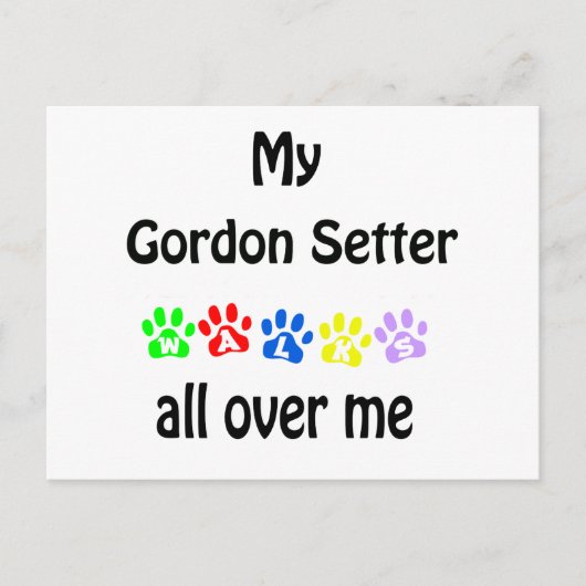 Gordon Setter Walks Design Postkarte (Vorderseite)