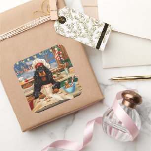 Gordon Setter Weihnachtsbäckerei: Festliches Weihn Quadratischer Aufkleber