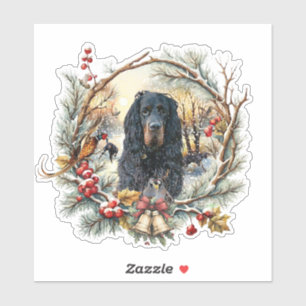 Gordon Setter Weihnachtsfreude – Saisonale Hundeku Aufkleber