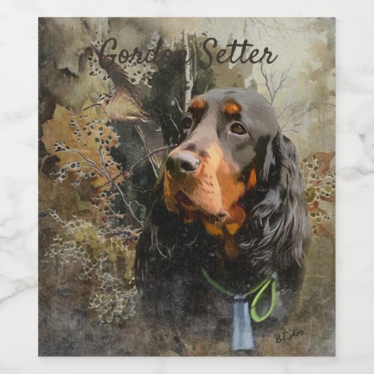Gordon Setter Weinetikett (Einzelnes Label)
