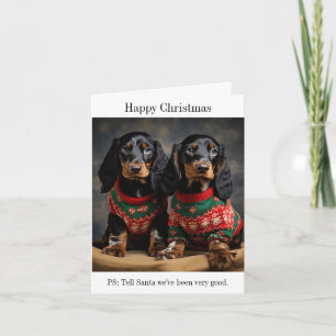 Gordon Setter Welpen in Weihnachtssüßen Karte