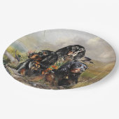 Gordon Setters , Vogelleidenschaft , Kunst Pappteller (Schrägansicht)