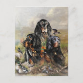 Gordon Setters , Vogelleidenschaft , Kunst Postkarte (Vorderseite)