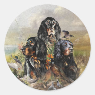 Gordon Setters , Vogelleidenschaft , Kunst Runder Aufkleber