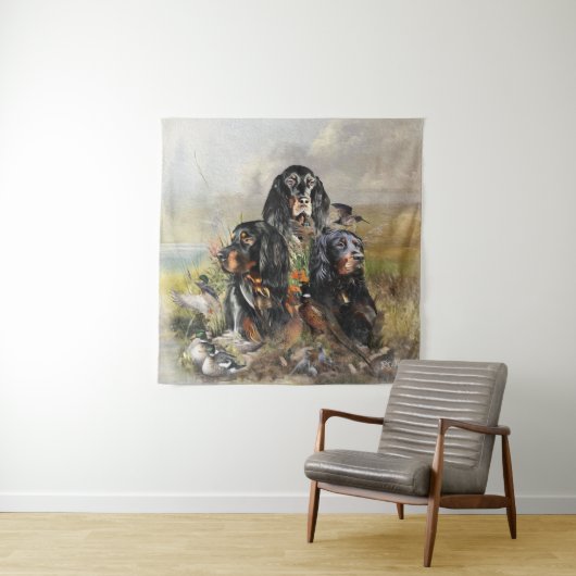Gordon Setters , Vogelleidenschaft , Kunst Wandteppich (Beispiel)