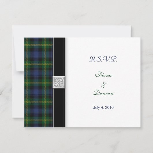 Gordon Tartan Celtic Wedding Response Card RSVP Karte (Vorderseite)