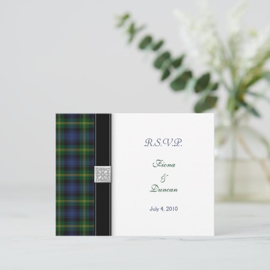 Gordon Tartan Celtic Wedding Response Card RSVP Karte (Stehend Vorderseite)