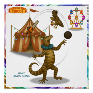 Gordy, Jongleur mit Riesen-Gecko Poster