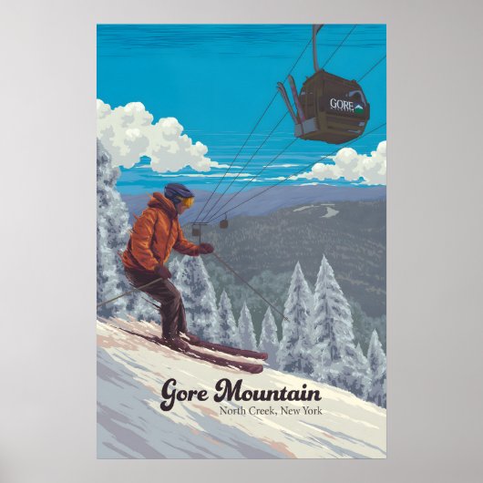 Gore Mountain Skigebiet Reiseplakat Poster (Vorne)