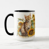 GORGEÖSE WASSERFARBE BENGALISCHE KATZE MIT SONNENB TASSE (Links)