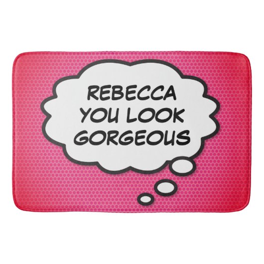 GORGEÖSER Personalisierter Spaß Pink Badematte (Vorderseite)