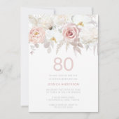 Gorgeous 80th Birthday Party Blush Floral Einladung (Vorderseite)