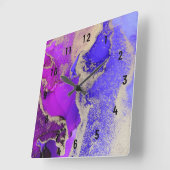 Gorgeous Abstract Gold Pink Purple Jewel Tone Quadratische Wanduhr (Winkel)