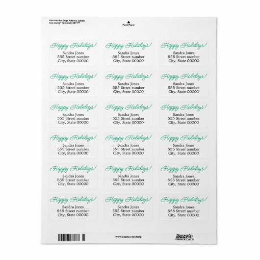 Gorgeous address labels happy holidays adressaufkleber (Vorne)