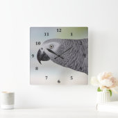 Gorgeous African Gray Parrot Quadratische Wanduhr (Zuhause)