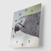 Gorgeous African Gray Parrot Quadratische Wanduhr (Winkel)