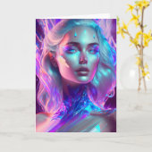 Gorgeous Ai Art Hübsch Icy Glass wie Woman Karte (Gelbe Blume)