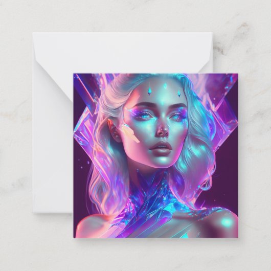 Gorgeous Ai Art Hübsch Icy Glass wie Woman Mitteilungskarte (Vorderseite)