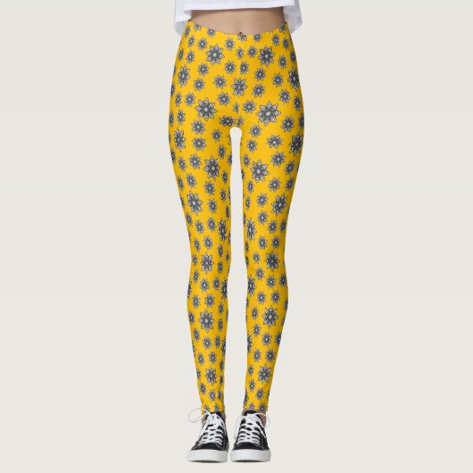 Gorgeous Amber Orange Mandela Pattern Leggings (Vorderseite)