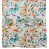 Gorgeous Aquamarin Orange Butterfly Duschvorhang (Vorderseite)