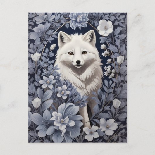 Gorgeous Arctic Fox William Morris Inspiriert Postkarte (Vorderseite)