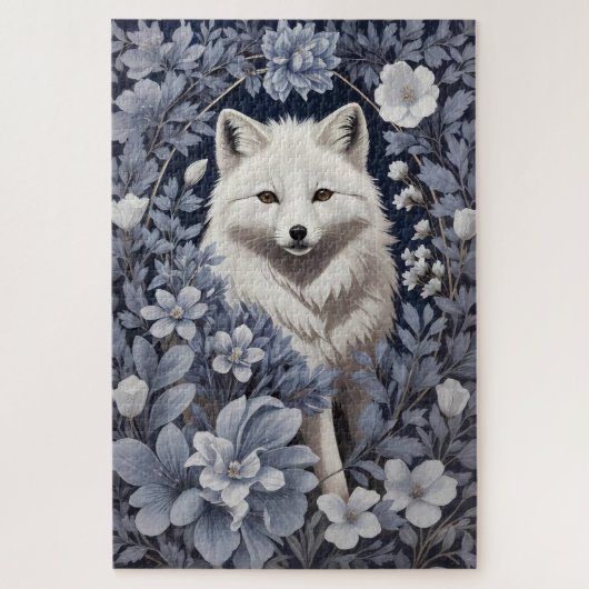 Gorgeous Arctic Fox William Morris Inspiriert Puzzle (Vertikal)