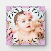 Gorgeous Black Script Border Baby Foto Number Fotoplatte (Vorderseite)