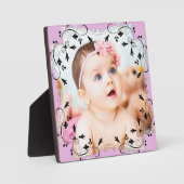 Gorgeous Black Script Border Baby Foto Number Fotoplatte (Vorderseite)