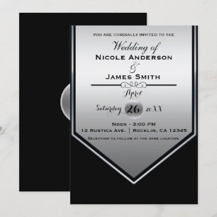 Gorgeous Black & Silver Shine Classy Hochzeit Einladung