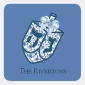 Gorgeous Blue Dreidel Chinoiserie Name Sticker (Vorderseite)