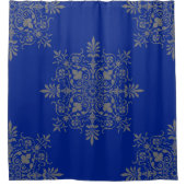 Gorgeous Blue Floral Damask Muster Duschvorhang (Vorderseite)