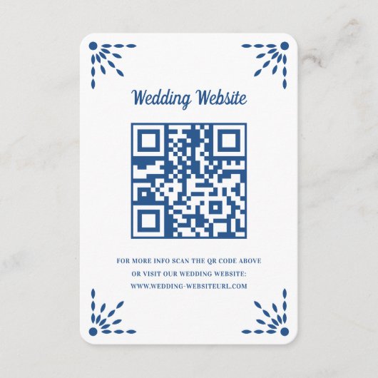 Gorgeous Blue Papel Picado Wedding QR Code Begleitkarte (Vorderseite)