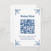 Gorgeous Blue Papel Picado Wedding QR Code Begleitkarte (Vorne/Hinten)