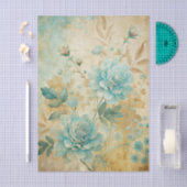 Gorgeous Blue Peonies on Distressed Background Seidenpapier (Handwerk)