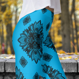 Gorgeous Blue Sky Mandela Pattern Leggings