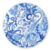 Gorgeous Blue White Floral Paisley Muster Keramikknauf (Vorderseite)