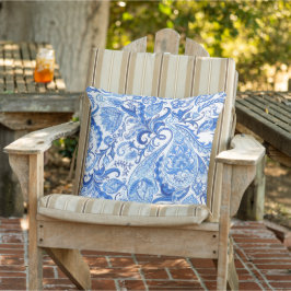 Gorgeous Blue White Floral Paisley Muster Kissen