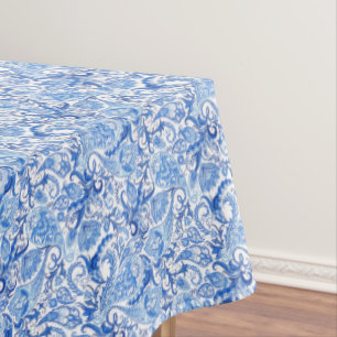 Gorgeous Blue White Floral Paisley Muster Tischdecke