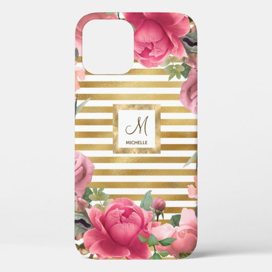 Gorgeous Blume Monogram Girly Case-Mate iPhone Hülle (Rückseite)
