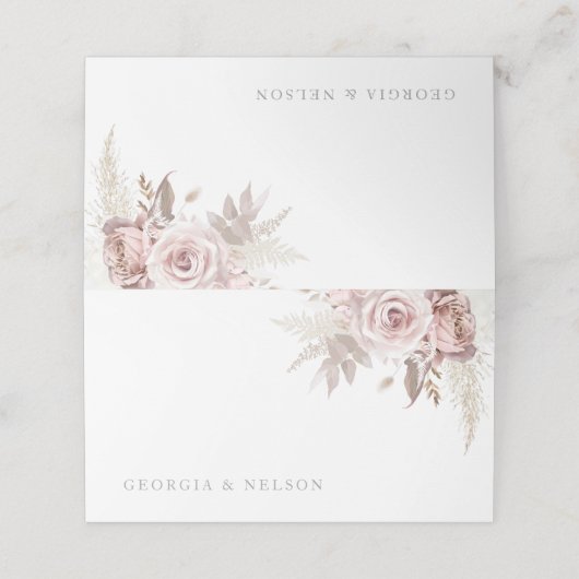 Gorgeous Blush Floral Wedding Platzkarte (Außenseite Aufgefaltet)